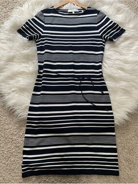 Sade New York Chenin Knit Nautical Striped Midi Dress Blue White Size 6